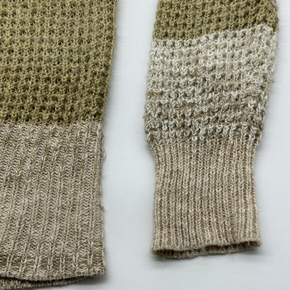 Free People Lake Tahoe Size Large Beige Colorblock Button Front Long Cardigan - Picture 9 of 12